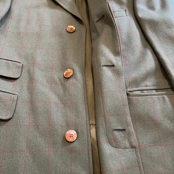 Façonnable Made in Italy Virgin Wool Brown Windowpane Overcoat Men’s Size 52R Eu - Picture 13 of 13